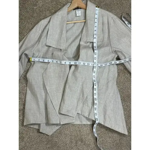 Moonlight  Y & S Open front 100% Linen Cream Blazer Lagenlook made in USA Medium - Image 11