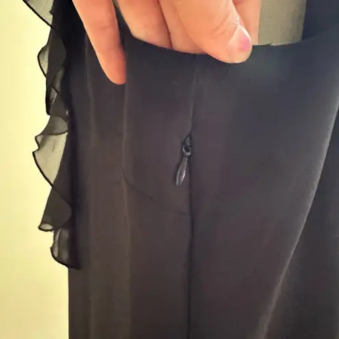 Kenar Black Sheer Ruffle’s In Front Sleeveless Cut Out Back 2 Buttons Sz 14