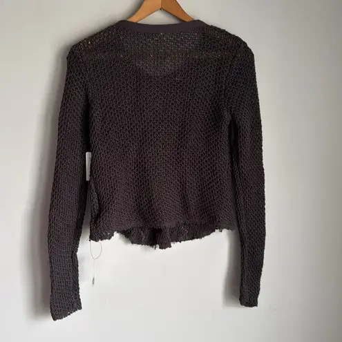 Free People NEW  Femme Fatale Knit Moto Zip Cardigan Open Knit Sweater Small
