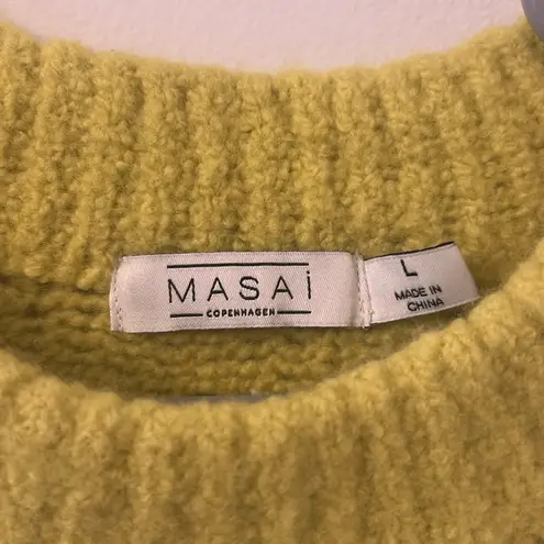 Masai Copenhagen Women's Geen Farus Crewneck Wool Blend Sweater Size Large Green