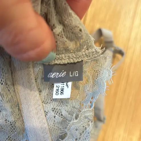 Aerie  Bralette Eyelash Lace Longline Bra Padded Racerback NWOT Size Large