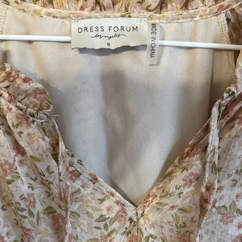 Dress Forum Floral Long Sleeve Dress in Cream and Pink