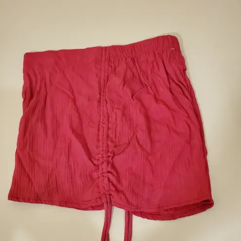La Gypsy Pink Rayon Shorts With Bungee Strings On Side Junior Medium