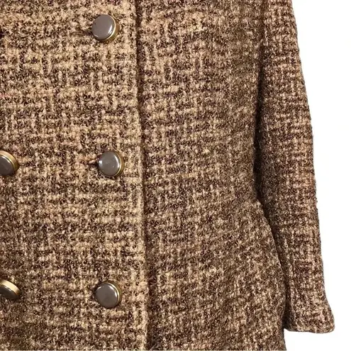Vintage 60s Mod Brown Wool Tweed Long Formal Dress Coat XS Union Made. Has Flaws