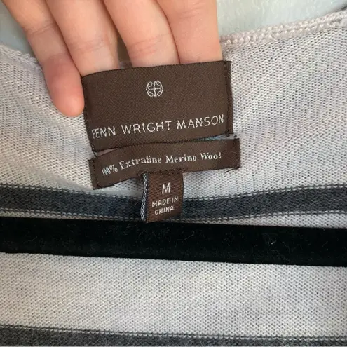 Fenn Wright Manson Women M 100% Merino Wool Striped Hooded Cardigan Granola Cozy