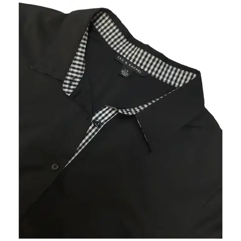 Zac and Rachel New Buffalo Plaid Contrast Long Tab Sleeve Button Down Tunic L