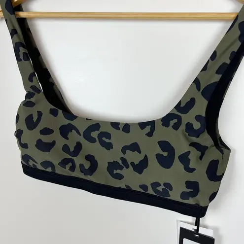 DKNY NWT  Leopard-Print Bikini Top Block Leopard Moss Green Sz S | Vacation Beach