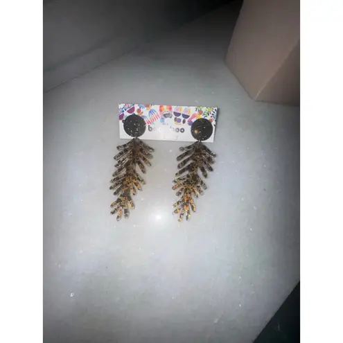 Women's boo + boo factory Gold & Black Leopard Print Drop Earrings One Size