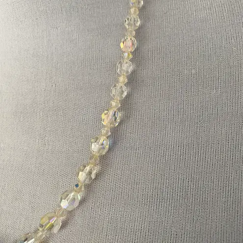 Jewelry necklace earrings and bracelet set Iridescent clear sparkle beads Silver