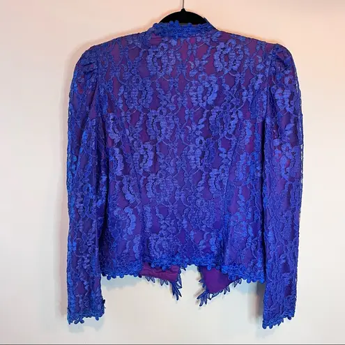 Vintage 80s Size 13/14 Cachet by Bari Protas Lace Embellished Victorian Jacket Purple