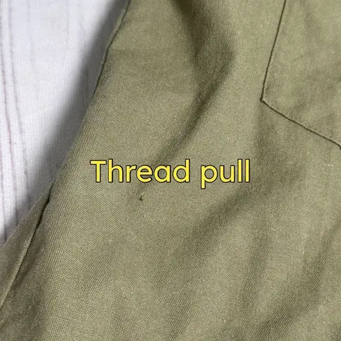 Tuckernuck Med Olive Steele Button Up Utility Blouse Shirt Linen Blend Forest