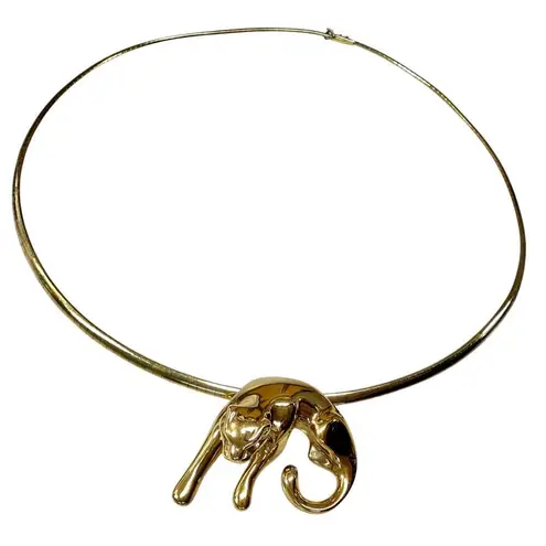 14k Gold Panther Slide Pendant + 14k Italy Omega Chain – 22.3g