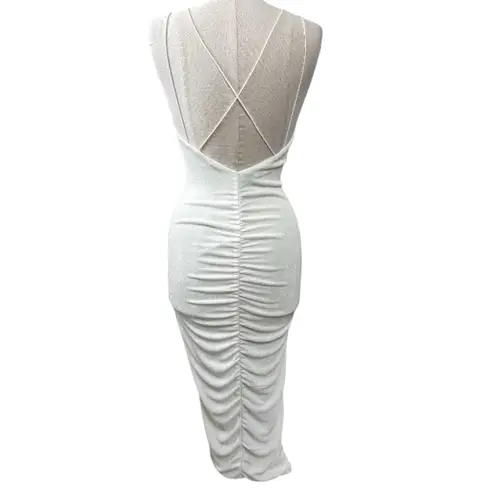 SER.O.YA. Ballor Ruched Midi Dress in White Size Gently Used Bridal