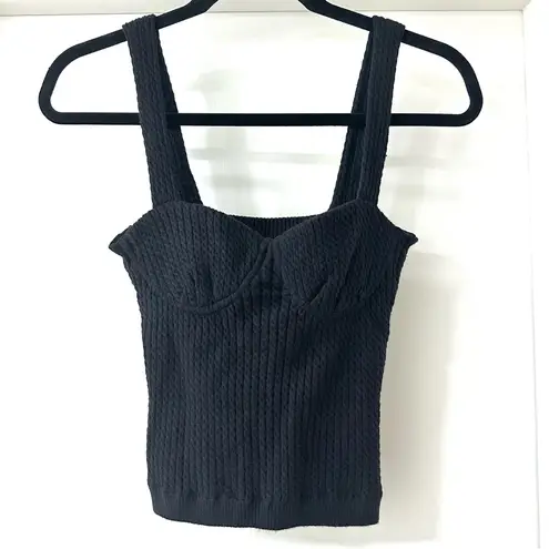 We Wore What Danielle Bernstein x Black Cable Knit Corset Top, Size S
