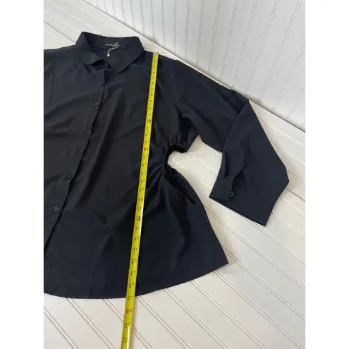 Bloomchic NWOT Women’s Black Cut Out Side Long Button Down Shirt Plus Size 3X