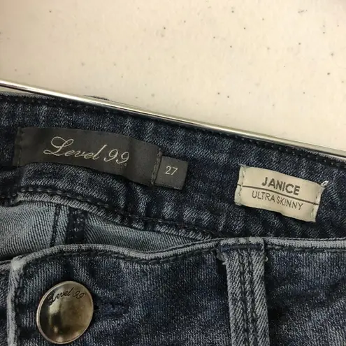 Level 99 Womens Jeans Janice Ultra Skinny Houndstooth Printed Stretch 27 Blue