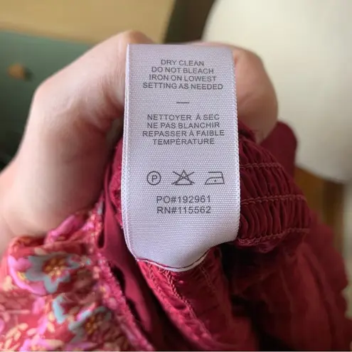 Likely Mitzie Ruffle Tiered Midi Dress Size 10 | Red Floral Off Shoulder Smocked