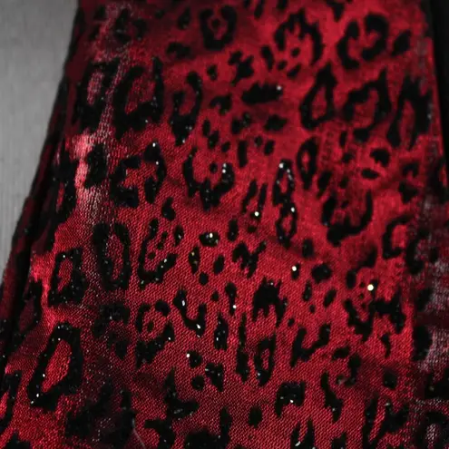 Vintage 1990s Red Black Faux Vest Jumpsuit with Blazer Leopard Animal Print Size 14