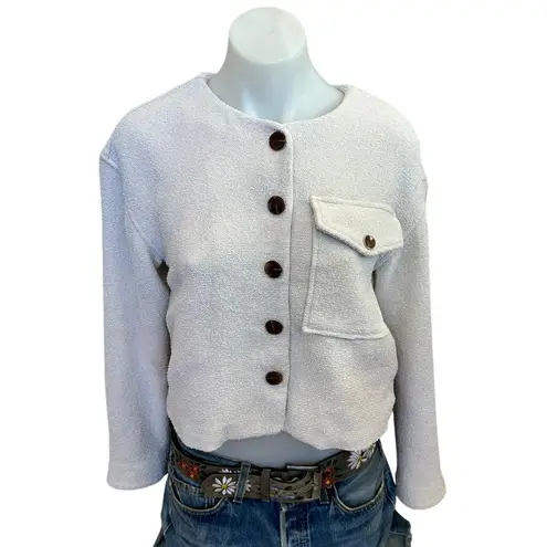 Tanya Taylor Winter White Tweed Blazer XS Boxy Boucle Professional Designer $565