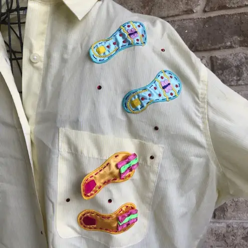 Las Olas Flip Flop Embellished Striped Shirt