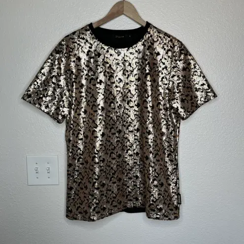 Jaded London leopard sequin short sleeve lined blouse size XL