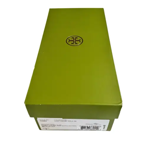 Tory Burch  Double T Sport Slide Nappa Leather Cream/Gold Sz 9 NIB