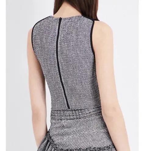 Maje Larza Black White Jacquard Sleeveless Cropped Top Size 1/Small NWT