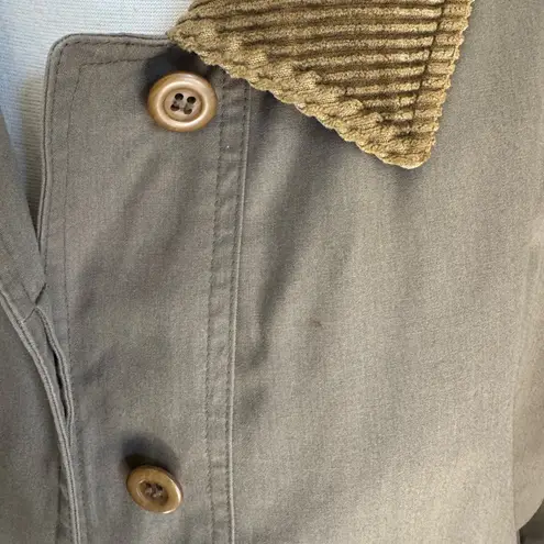 Vintage Barn Coat Corduroy Collar Plaid Lining Size 12 Brown