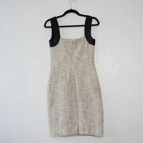 L'Agence L’agence Cream Tweed Leather Strap Sheath Dress Size 2