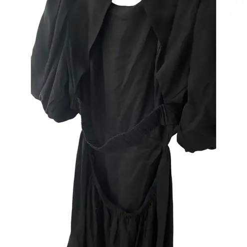 Moon River Black Bubble Sleeve Back Cutout Mini Dress Size Large
