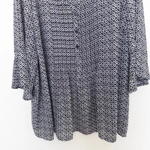 Catherines Womens Blouse Sz 4X Black White Geometric Flowy Boho Chic Lightweight