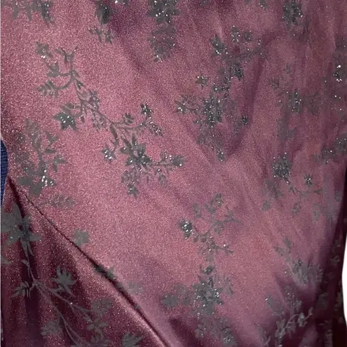 Vintage 90s purple burgundy black glitter floral mini Party Dress whimsigoth Size 10