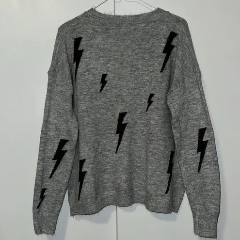 ee:some  Super Soft Lightening Bolt Long Sleeve Sweater Gray Women’s S / M