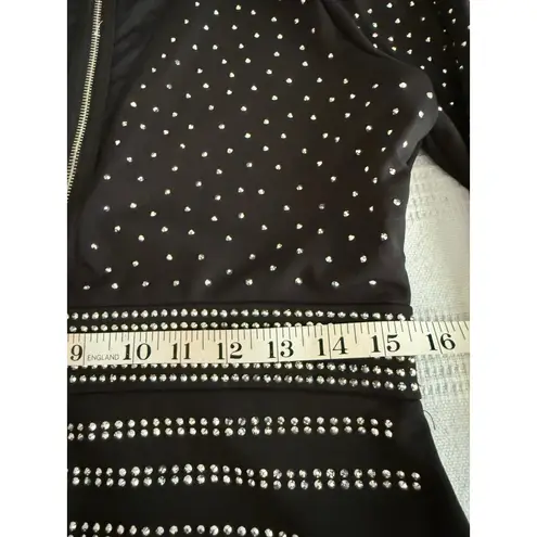 NWT Miss Circle NY Black Rhinestone Bodycon Designer Luxury Club Dress XL