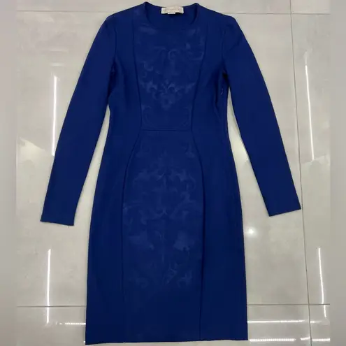 Stella McCartney Cobalt Blue Embossed Jacquard Front Panel Detail Dress