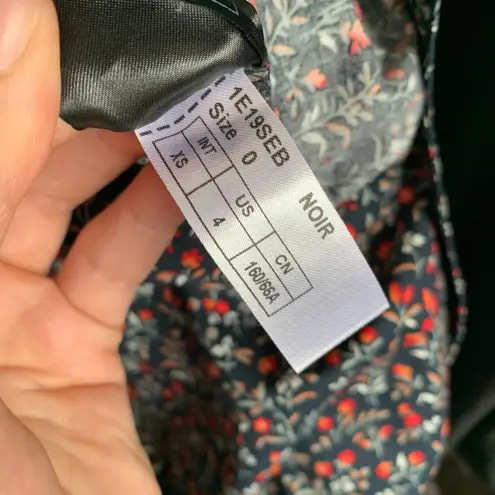 Ba&sh Seb Ditsy Floral Jumpsuit Black Noir Longsleeve Womens XS