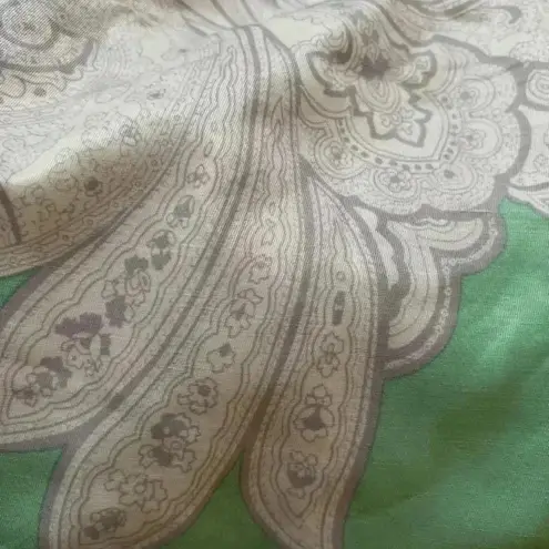 Banana Republic  White Green Paisley Dipped Pencil Skirt Linen Size 0P Petite