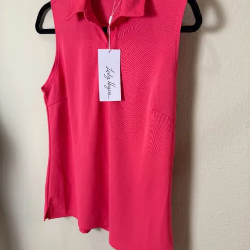 Lady Hagen New NWT Pique Sleeveless Polo Shirt Size Medium Watermelon Shine