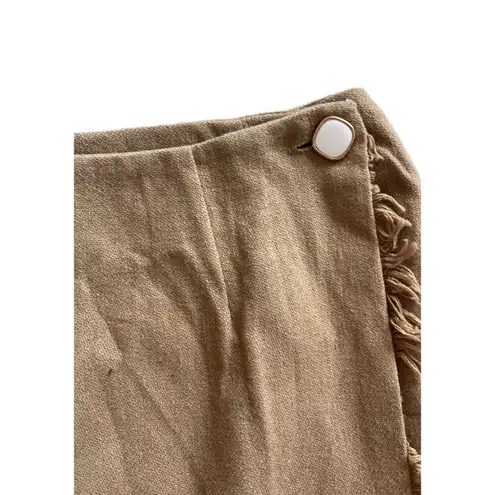 Vintage KGR Wool Blend Wrap Mini Skirt Tan Size 14