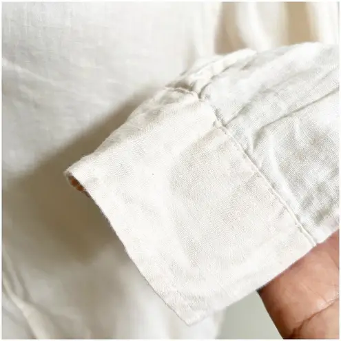 Club Room Luxury 100% Linen Button Down Long Sleeve Light Beige Coastal Boho Size M