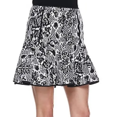 ROBBI NIKKI Mixed Print Jacquard Fit Flare Skirt Black Cream Ivory Floral Mini S