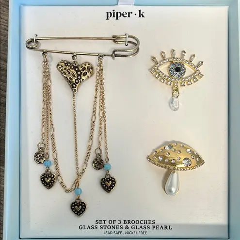 Piper  K | Evil Eye 🪬 / Mushroom / Heart / Boat Bag Pins or Brooch Set