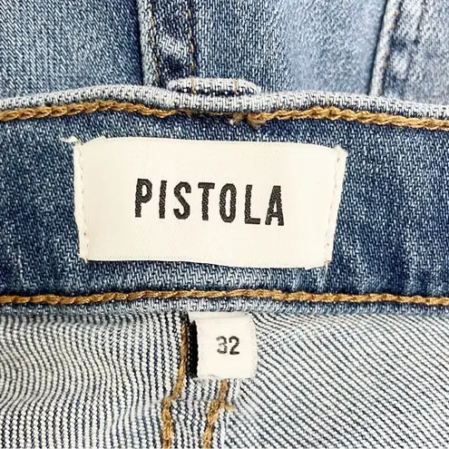 Pistola Super High Rise Straight Cropped Jeans Medium Wash Raw Hem Size 32 | 14