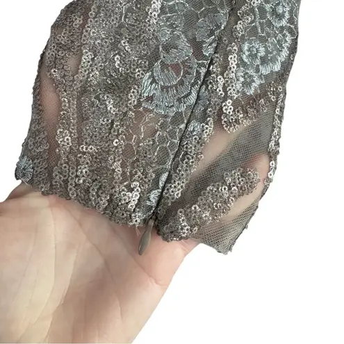 Mac Duggal Embellished Long Sleeve Plunge Neck Gown 79358 Gold Formal 16