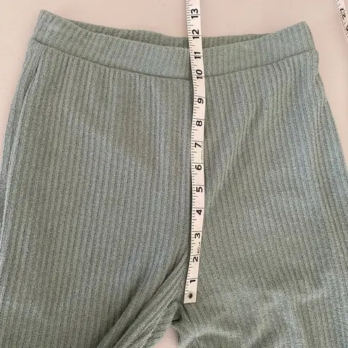 21 Saints Sage Green Ribbed Flare Pants Large