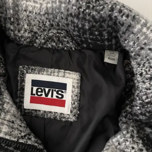 Levi's  Wool Blend Puffer Jacket Buffalo Plaid White Black NEW XS $148 Sold‎ Out