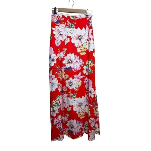 Anthropologie  IF BY SEA Red Floral Maxi Skirt Sz. XS