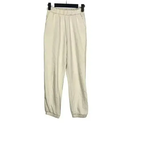 ZARA  High Rise Oversized Relax Fit Fleece Joggers Elastic Waist Pockets S Cream