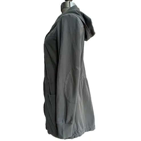 James Perse Hooded Parka Jacket Utility Coat Army Olive Green Zip Up Draw String