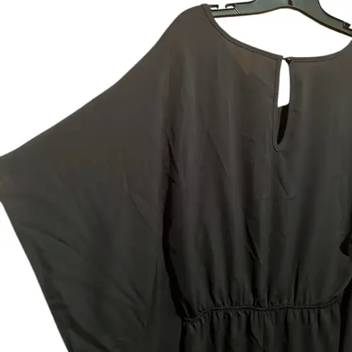Elegant Black Women's Bat sleeved tie front Romper size small